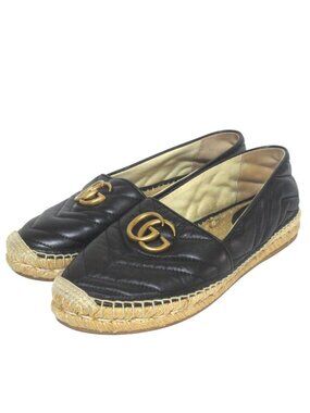 Gucci Double Quilted Leather Espadrilles Shoes 37 Black